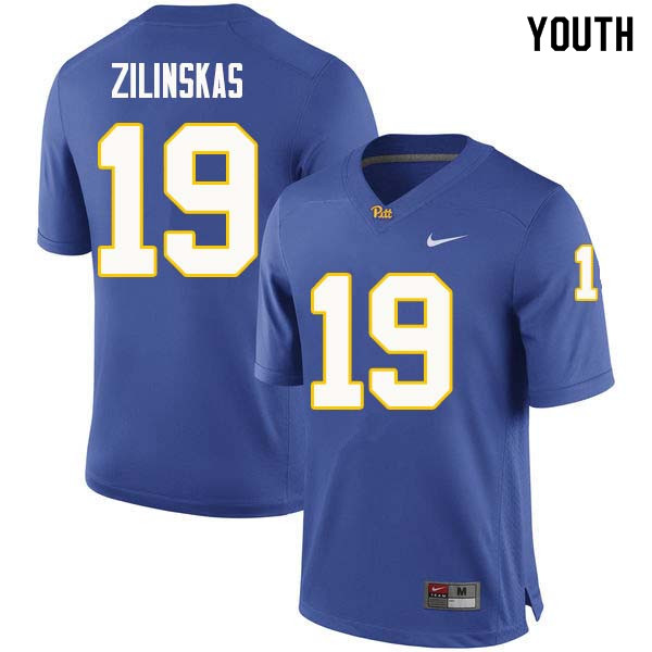 Youth #19 Jake Zilinskas Pittsburgh Panthers College Football Jerseys Sale-Royal